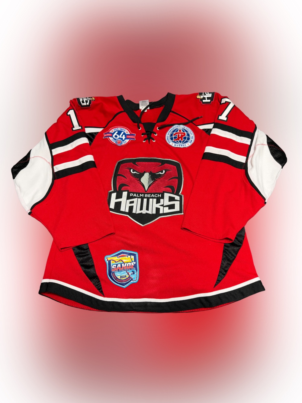 Palm Beach Hawks Authentic Minor Hockey Jersey Mens Small Athletic Knit RARE